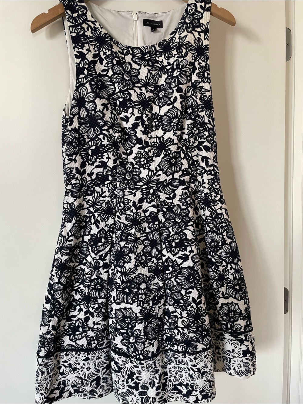 The Limited Navy & White Floral print Fit-and-Flare Dress
